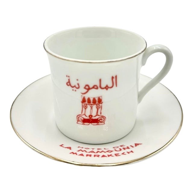 Vintage Hotel De La Mamounia Marrakech Demitasse Cup & Saucer For Sale