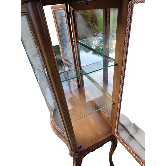 Vintage French Carved Vitrine Curio Cabinet Hutch Display Louis XV Style For Sale - Image 12 of 13