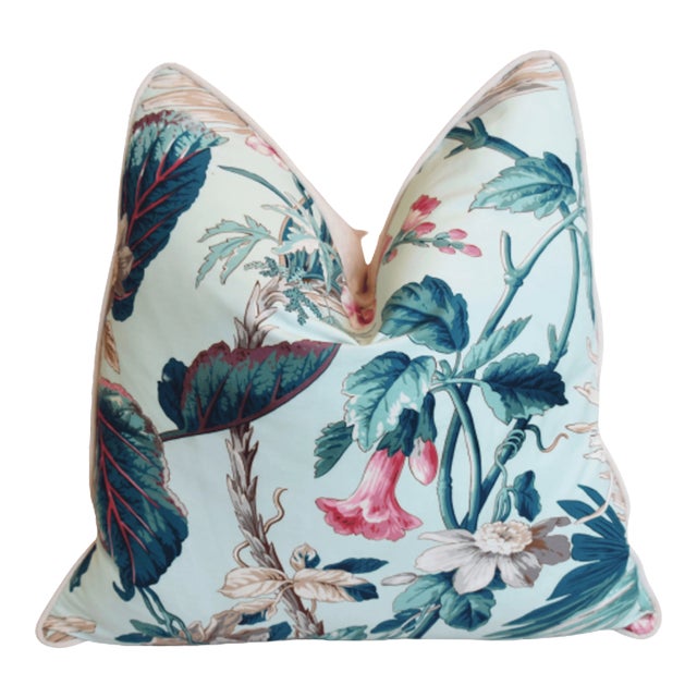 Scalamandré Flowering Blossom Floral Feather/Down Pillow 22" Square For Sale