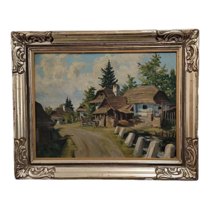1920s Antique Landscape Oil Painting, Country Landscape, Dutch Landscape Painting, Framed