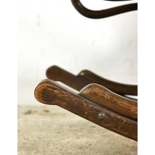Tan Mid 20th Century Chauffeuse Thonet Style Bentwood Cane Rocking Footstool For Sale - Image 8 of 10