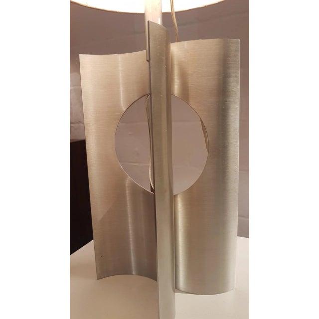 Metal French Brushed Aluminum Table Lamp, 1970s For Sale - Image 7 of 16