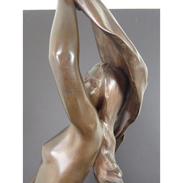 Late 19th Century Late 19th Century Art Nouveau Bronze Sculpture of Draped Nude by Henri Godet For Sale - Image 5 of 9