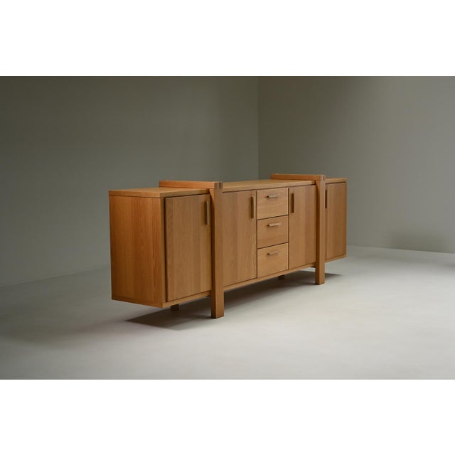 Postmodern Large Brustalist Oak Sideboard, Belgium, 1990s For Sale - Image 3 of 9