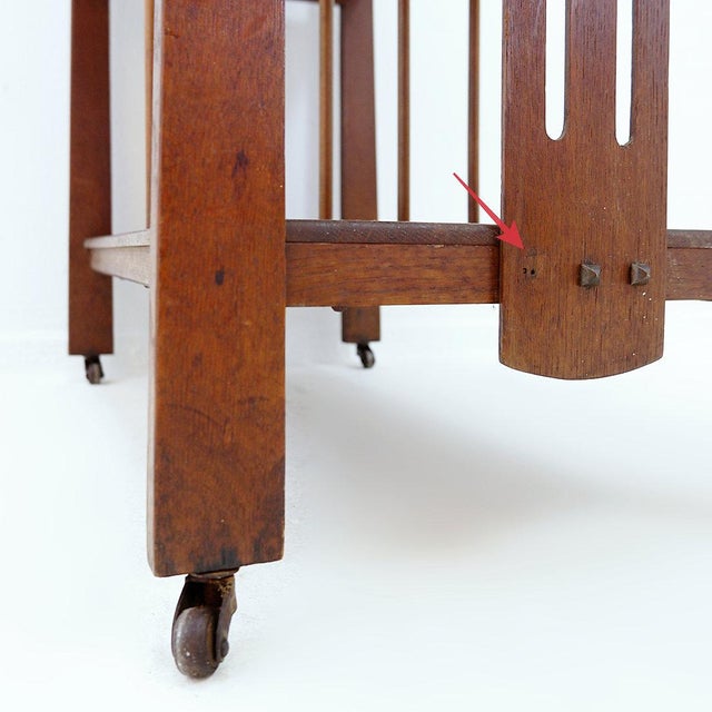 Brown Art Deco Magazine Rack on Casters For Sale - Image 8 of 15