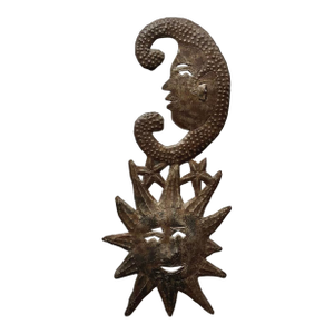 Vintage Haitian Folk Art Anthropomorphic ‘Moon and Sun’ Metal Sculpture