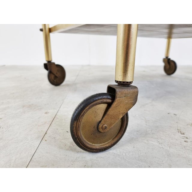 Vintage Brass Drinks Trolley, 1960s For Sale - Image 8 of 12