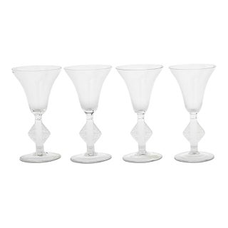 Antique Art Deco René Lalique Saverne Cocktail Wine Stems - Set of 4 For Sale