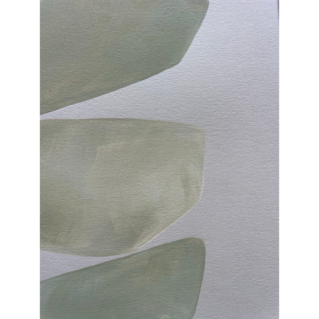 Abstract minimalist acrylic painting on French hand crafted cotton paper. Framed in a gold frame. All works on paper are...