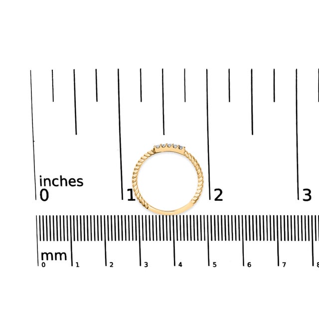 10K Yellow Gold 1/10 Cttw Diamond 5 Stone Braided Shank Band Ring (I-J Color, I2-I3 Clarity)- Ring - Size 7 For Sale In New York - Image 6 of 6