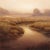 Calm Waters depicts a serene landscape where gentle streams weave through golden grasses, reflecting the soft light of...