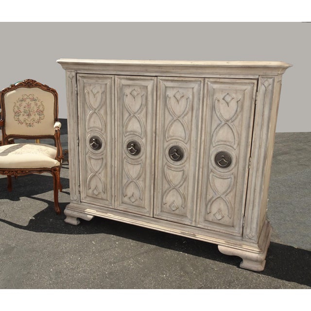 Tall French Country Hooker Furniture White Sideboard Console Storage