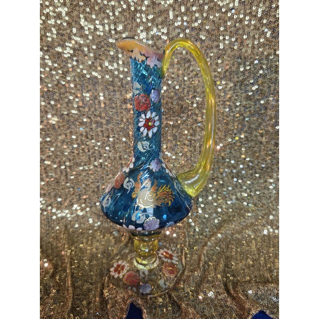 Art Nouveau Rare Mid 20th Century Signed Jose Cire Royo Spanish Art Glass Ewer For Sale - Image 3 of 18