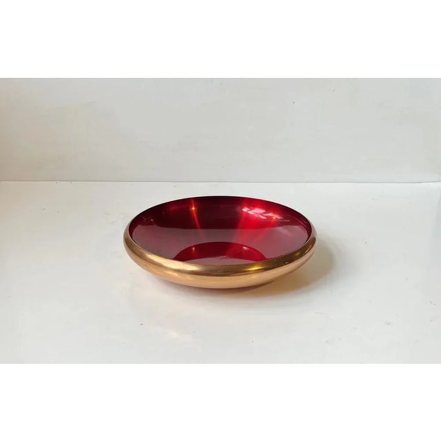 Metal Midcentury Copper and Enamel Bowl by Odel Kobber, Norway, 1960s For Sale - Image 7 of 7