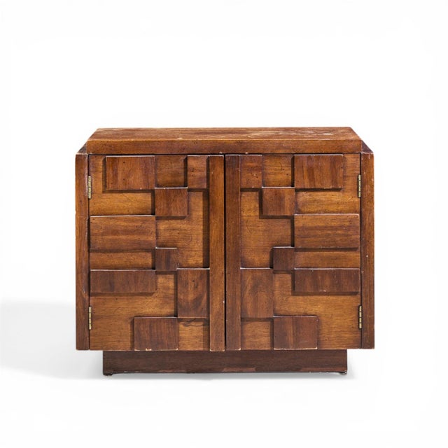 Wood Lane Staccato Mid Century Brutalist Walnut Nightstands - Pair For Sale - Image 7 of 11