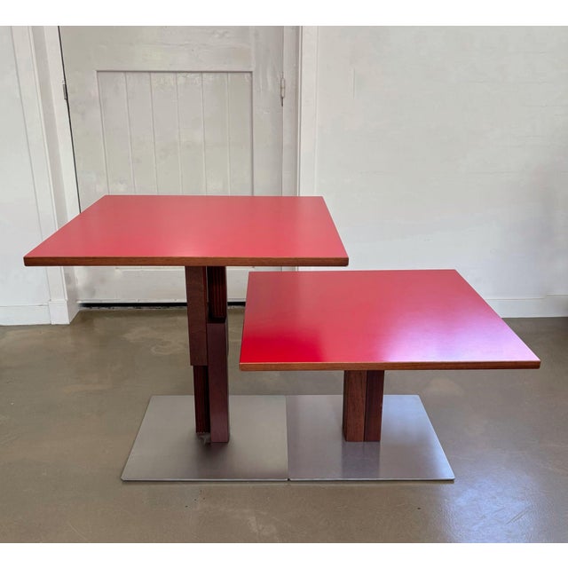 Brown Adjustable Side Tables by Bernard Vuarnesson, 1990s, Set of 2 For Sale - Image 8 of 17