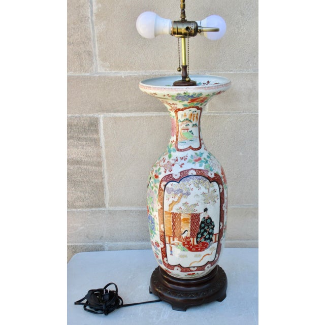 Massive Antique Japanese Vase Lamp For Sale - Image 4 of 17