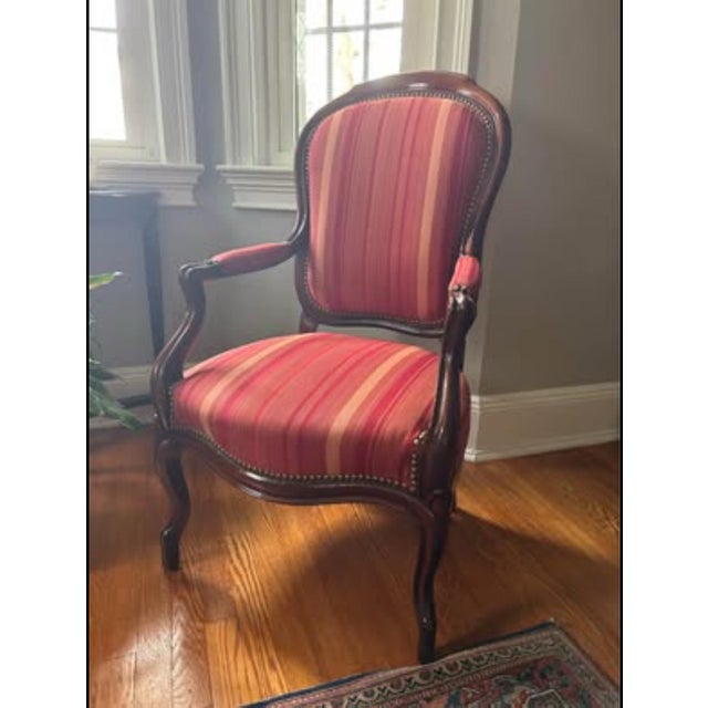 Mid 19th Century Mid 19th Century Set of 2 Beautiful Antique French Louis Philippe Reupholstered Armchairs For Sale - Image 5 of 5