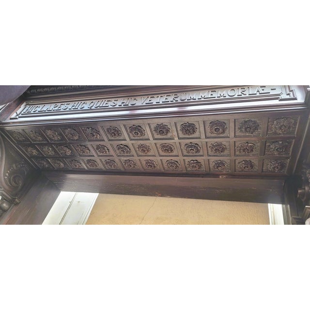 Large Renaissance Style Fireplace in Walnut, 1800s For Sale - Image 17 of 18