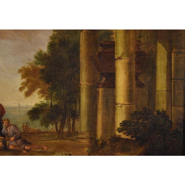 Jacob De Heush, Coastal Landscape with Architectural Ruins, 1680, Oil on Canvas, Framed For Sale - Image 10 of 16