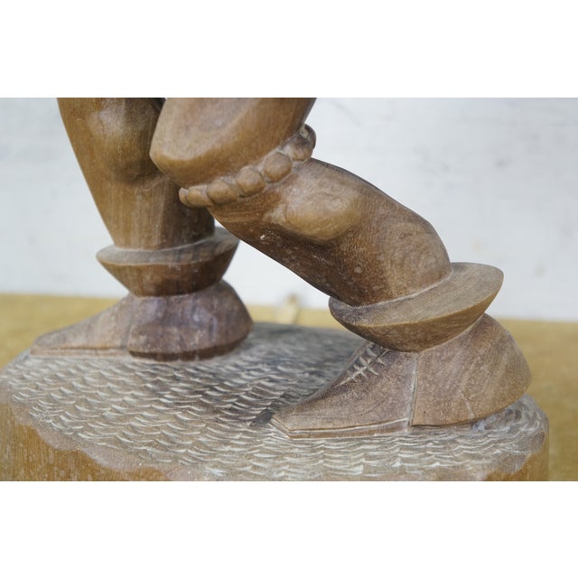 Mid 20th Century Ecuadorian Folk Art Carved Mahogany Inca Warrior Sculpture Statue 19" For Sale - Image 15 of 16