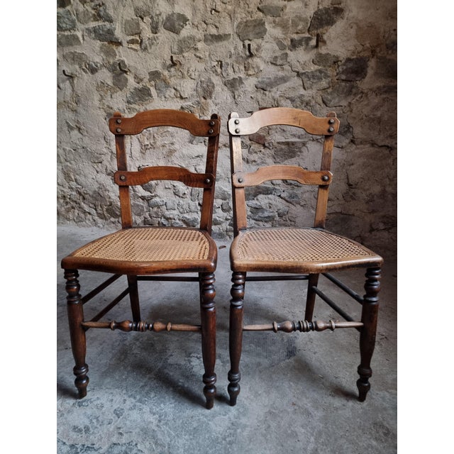 Antique French Dining Chairs with Woven Cane Seats in Beech, 1900, Set of 4 For Sale - Image 13 of 18