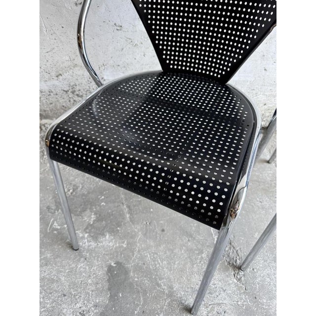 Set of Metal Office Chairs with Peforated Design For Sale - Image 5 of 8