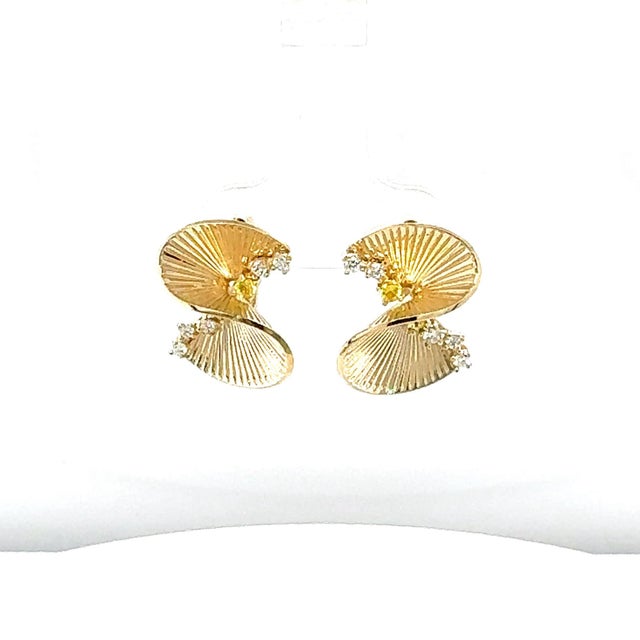 0.34 Carat Diamond Yellow Gold Art Deco Inspired Earrings - 2 Pieces For Sale - Image 4 of 10