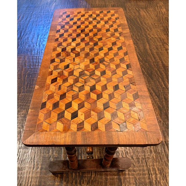 19th Century Victorian Tumbling Block Parquetry Low Occasional Table For Sale - Image 11 of 16