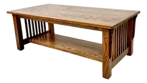 1990s Vintage Arts & Crafts America Shaker Oak Coffee Table, After Stickley