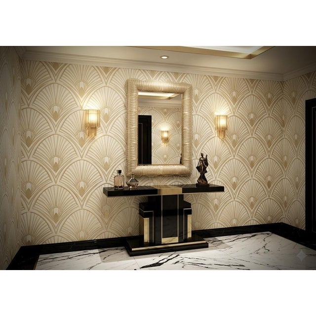 Illuminated Golden Murano Glass and Brass Wall Mirror, 2000 For Sale - Image 13 of 13