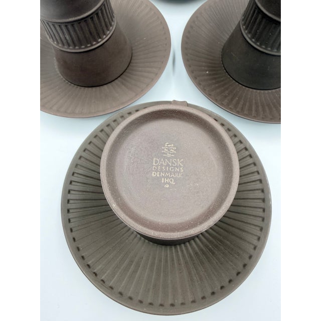Dansk Designs 1960s Dansk Denmark Ihq Jens Harald Quistgaard’s ‘Fluted Flamestone’ 8pc Cup & Saucer For Sale - Image 4 of 9
