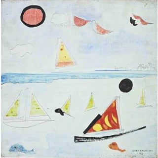 Lillo Bartoloni, Red Only on the Cloud, Oil on Canvas, 1982 For Sale