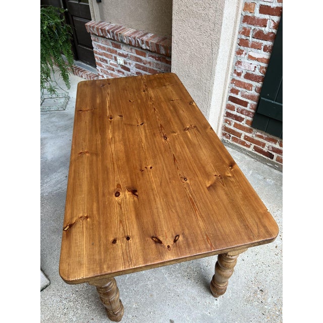 Antique English Pine Farm Table Kitchen Island Sofa Table Farmhouse