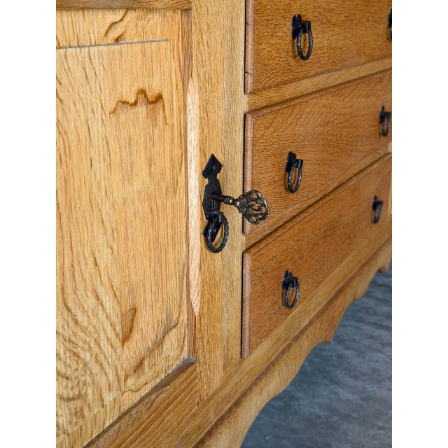 Brown Oak Low Sideboard Credenza With Ring Pulls Mid-Century Modern 1970s For Sale - Image 8 of 13