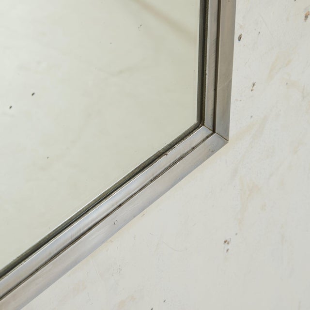 Italian Brushed Metal Wall Mirror, 1960s For Sale - Image 4 of 10