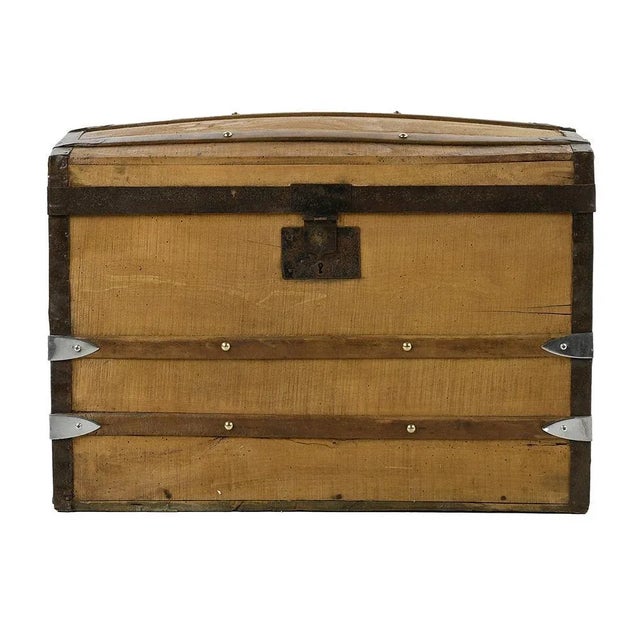 Wooden Trunk with Steel Reinforcement For Sale - Image 4 of 11