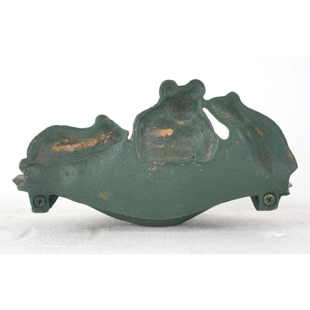 Metal Vintage Green Cast Iron Frog Bird Feeder or Bath For Sale - Image 7 of 10