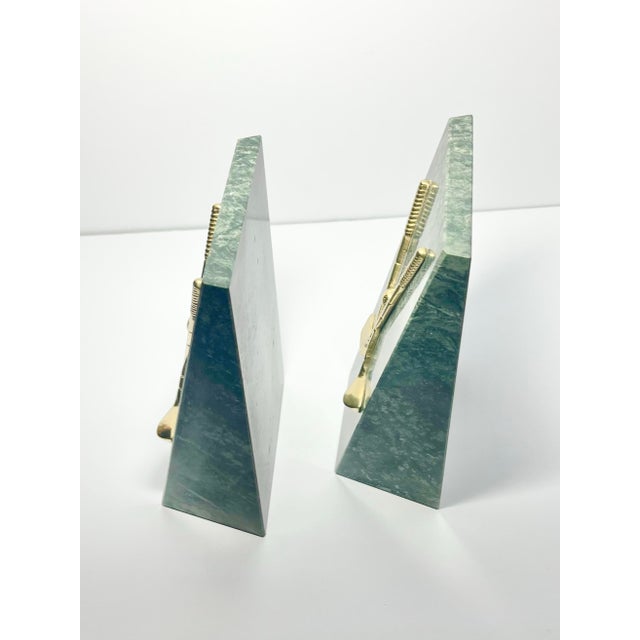 Metal 1990s Vintage Pair of Marble & Brass Golf Club Bookends For Sale - Image 7 of 8