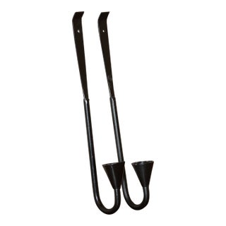 Pair of Sleek, Modernist Wrought Iron Candle Sconces For Sale