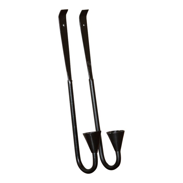 Pair of Sleek, Modernist Wrought Iron Candle Sconces For Sale