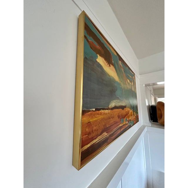 Metal Navajo Wild Land (1973) Abstract Expressionist Landscape Oil Painting by Matthew Diamond For Sale - Image 7 of 14