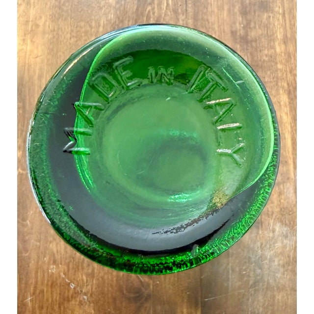 Glass Mid 20th Century Italian Green Molded Glass Relief Vase For Sale - Image 7 of 12