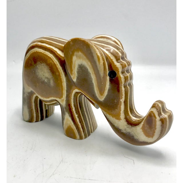 1960s 1960s Abstract Carved Fossilwood Agate Elephant For Sale - Image 5 of 7