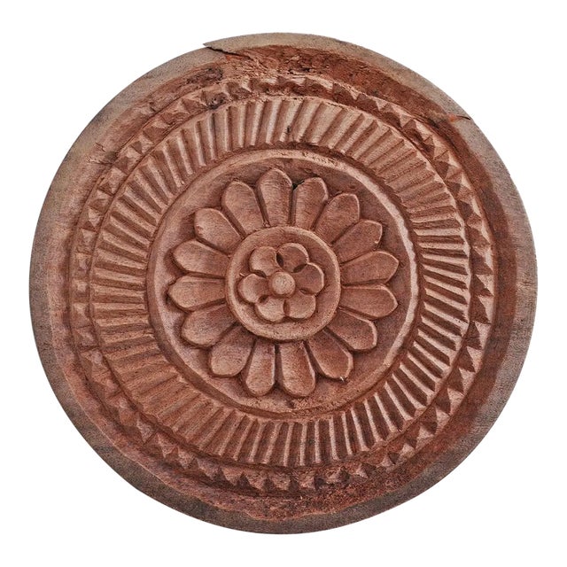 Vintage Mid 20th Century Chapati Wood Stamp For Sale