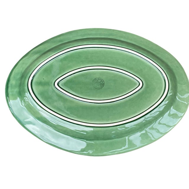 Green Bordallo Pinheiro Bunny Rabbit Serving Platter Majolica Late 20th Century For Sale - Image 8 of 9