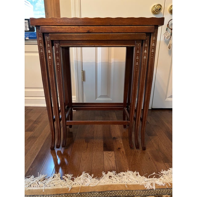 1940s Vintage Hand Painted Nesting Tables - Set of 2 For Sale - Image 4 of 12