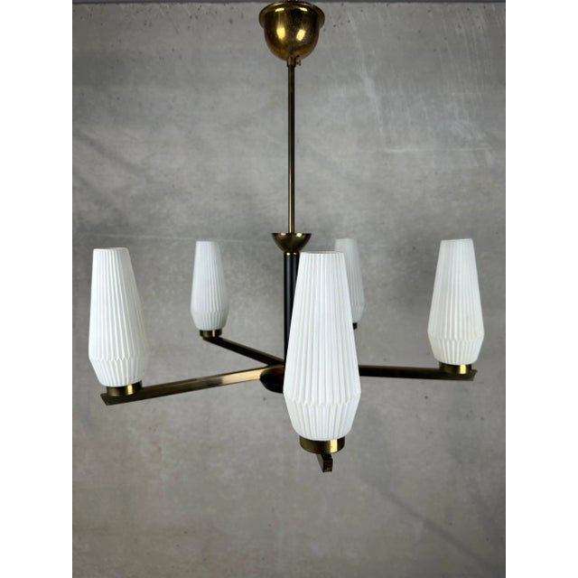 Vintage Hanging Lamp in Opaline Glass For Sale - Image 4 of 8