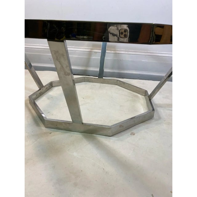 1970s Milo Baughman Chrome & Glass Octagonal Coffee Table For Sale - Image 9 of 10