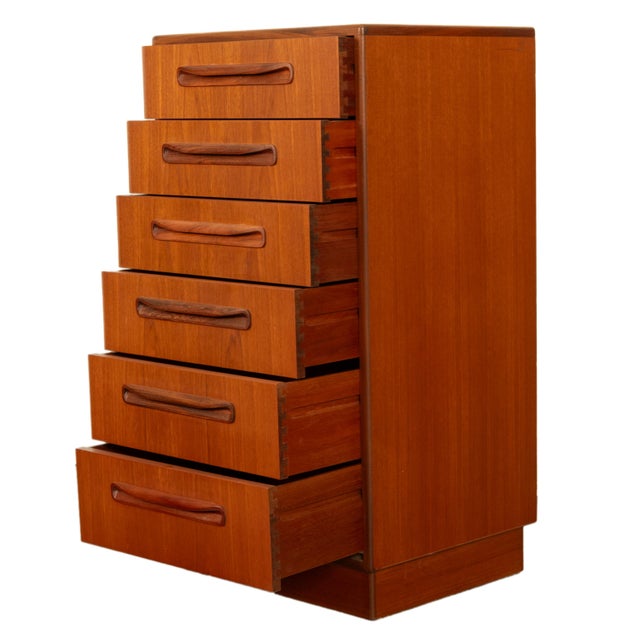 Mid Century Modern Danish G Plan Teak Tall Dresser Chest Six Drawers Fresco 1966 For Sale In Portland, OR - Image 6 of 13